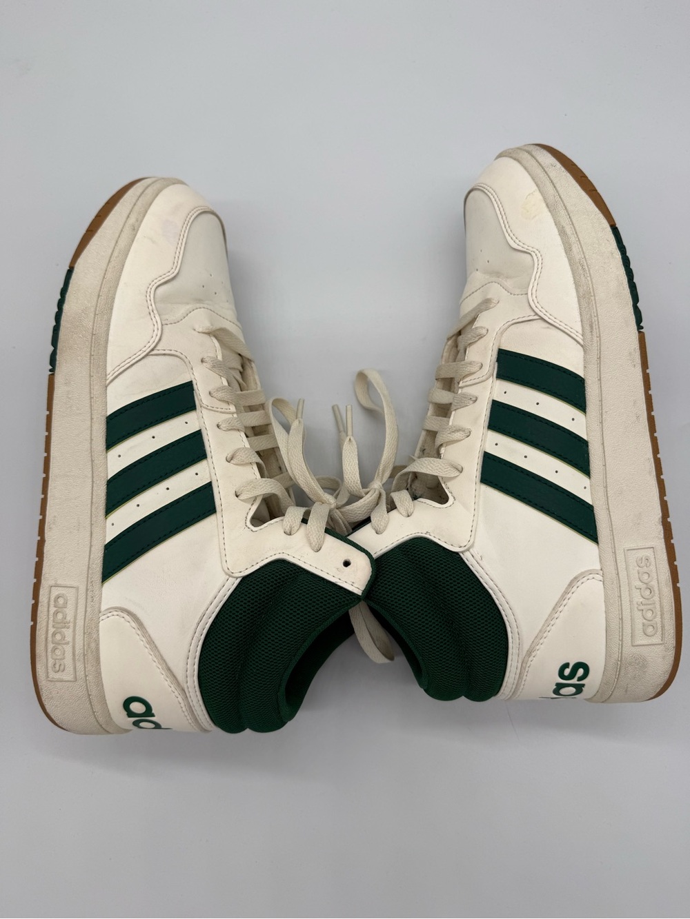 adidas hoop 3.0 mid basketball sneakers white and collegiate green - Picture 4 of 5
